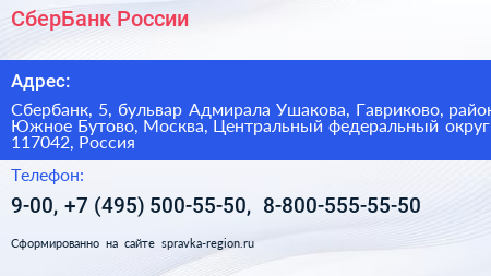 СберБанк России - визитка