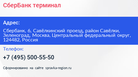СберБанк терминал - визитка