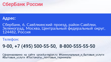 СберБанк России - визитка