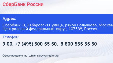 СберБанк России - визитка