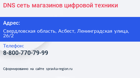 DNS сеть магазинов цифровой техники - визитка