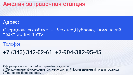 Амелия заправочная станция - визитка