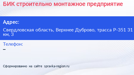 БИК строительно монтажное предприятие - визитка