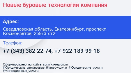 Новые буровые технологии компания - визитка