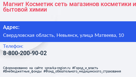 Магнит Косметик сеть магазинов косметики и бытовой химии - визитка