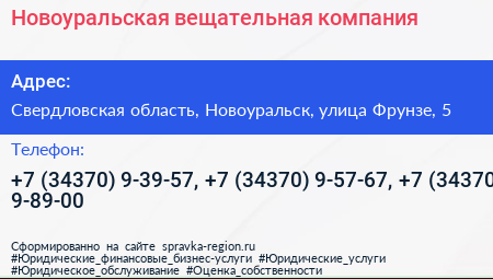 Новоуральская вещательная компания - визитка