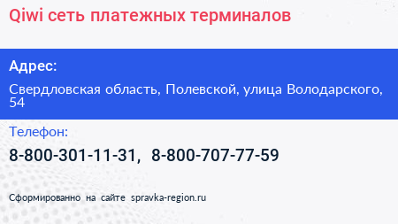 Qiwi сеть платежных терминалов - визитка