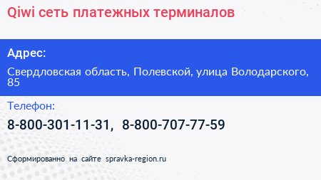 Qiwi сеть платежных терминалов - визитка