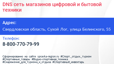 DNS сеть магазинов цифровой и бытовой техники - визитка
