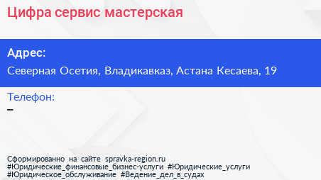 Нажмите, чтобы скачать визитку Цифра сервис мастерская - визитка