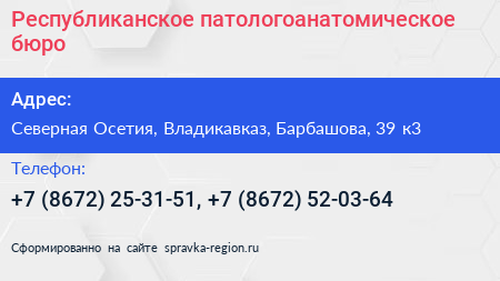 Республиканское патологоанатомическое бюро - визитка