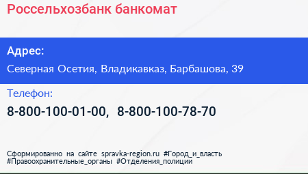 Нажмите, чтобы скачать визитку Россельхозбанк банкомат - визитка