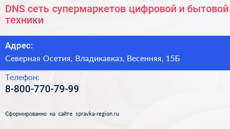 DNS сеть супермаркетов цифровой и бытовой техники - визитка