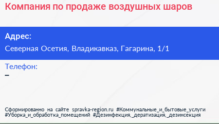 Компания по продаже воздушных шаров - визитка