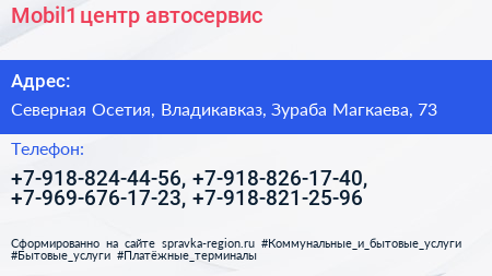Mobil1 центр автосервис - визитка