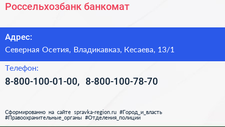 Нажмите, чтобы скачать визитку Россельхозбанк банкомат - визитка