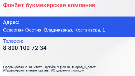 Нажмите, чтобы скачать визитку Фонбет букмекерская компания - визитка