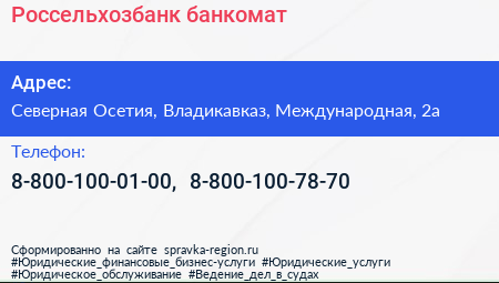 Нажмите, чтобы скачать визитку Россельхозбанк банкомат - визитка