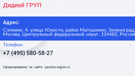 Дидиай ГРУП - визитка