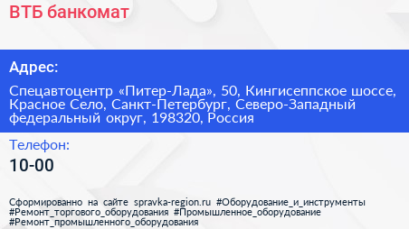 ВТБ банкомат - визитка