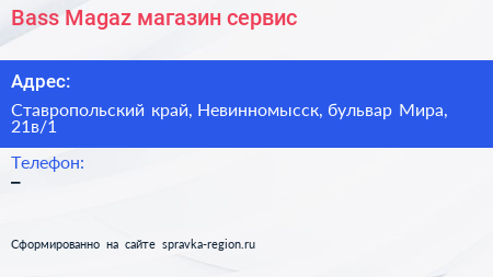 Bass Magaz магазин сервис - визитка