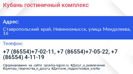 Кубань гостиничный комплекс - визитка