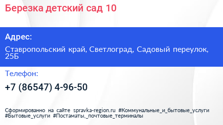 Березка детский сад 10 - визитка