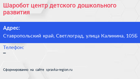 Шаробот центр детского дошкольного развития - визитка