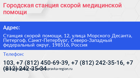 Городская станция скорой медицинской помощи - визитка