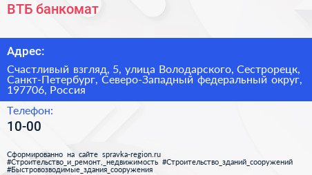 ВТБ банкомат - визитка