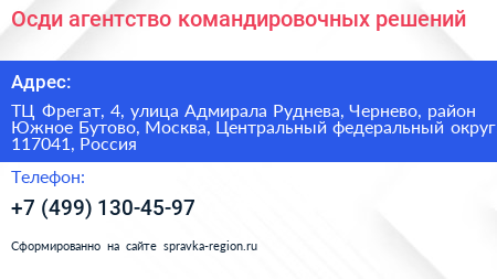 Осди агентство командировочных решений - визитка