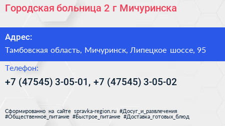 Городская больница 2 г Мичуринска - визитка