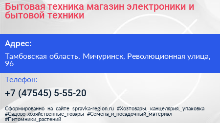 Бытовая техника магазин электроники и бытовой техники - визитка