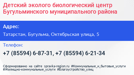 Детский эколого биологический центр Бугульминского муниципального района - визитка