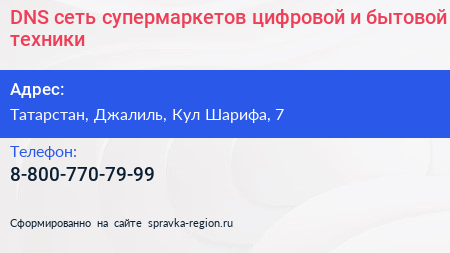 DNS сеть супермаркетов цифровой и бытовой техники - визитка