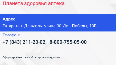 Планета здоровья аптека - визитка
