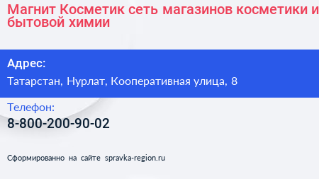 Магнит Косметик сеть магазинов косметики и бытовой химии - визитка