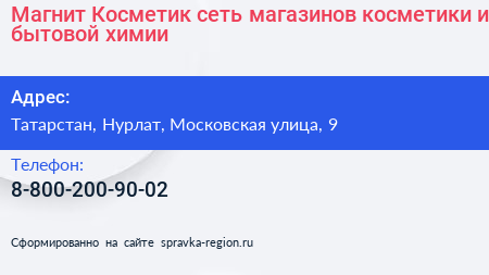Магнит Косметик сеть магазинов косметики и бытовой химии - визитка