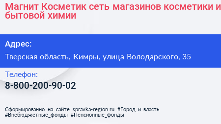 Магнит Косметик сеть магазинов косметики и бытовой химии - визитка