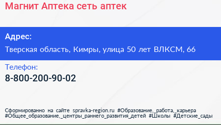 Магнит Аптека сеть аптек - визитка