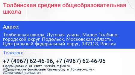 Толбинская средняя общеобразовательная школа - визитка