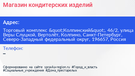 Магазин кондитерских изделий - визитка