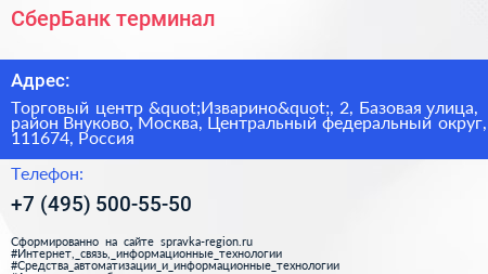 СберБанк терминал - визитка