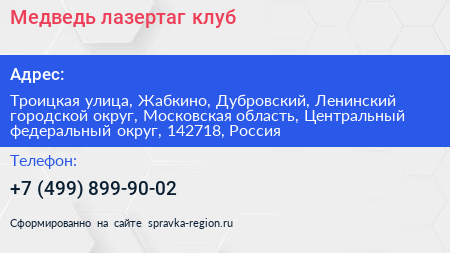 Медведь лазертаг клуб - визитка