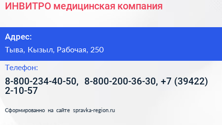 ИНВИТРО медицинская компания - визитка