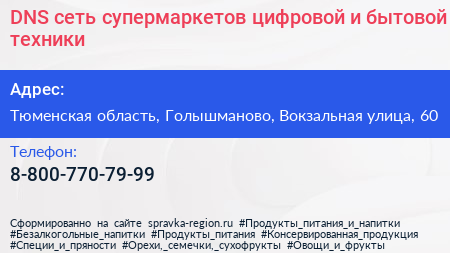 DNS сеть супермаркетов цифровой и бытовой техники - визитка
