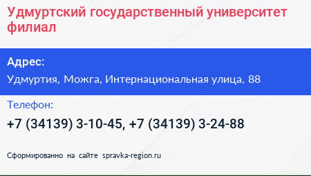 Удмуртский государственный университет филиал - визитка