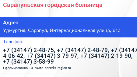 Сарапульская городская больница - визитка