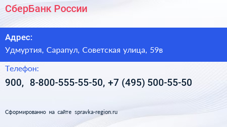СберБанк России - визитка