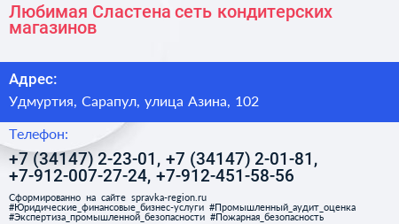 Любимая Сластена сеть кондитерских магазинов - визитка
